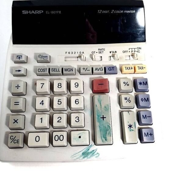 Sharp EL-1801P 12 Digit 2 color printer Adding Machine - Picture 2 of 5